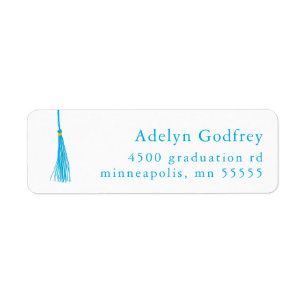 Sky Blue Tassel Afstuderen retouradres Etiket