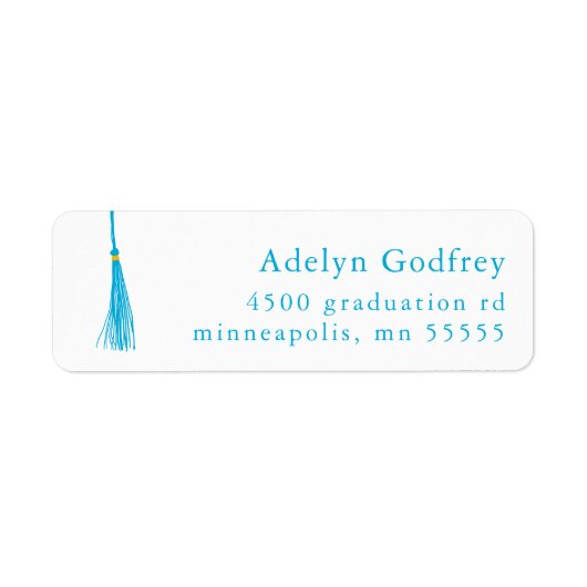 Sky Blue Tassel Afstuderen retouradres Etiket (Voorkant)