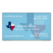 Sky Blue Texas Flag Map Magnetisch Visitekaartje (Voorkant)