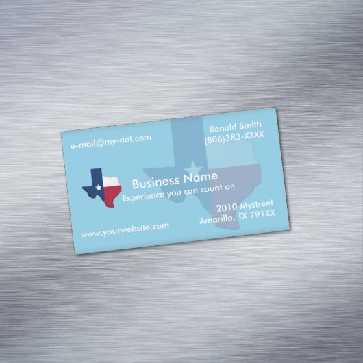 Sky Blue Texas Flag Map Magnetisch Visitekaartje (Voorbeeld)