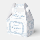 Sky Blue Toile Floral Baby shower Bedankdoosjes (Voorkant Zijde)