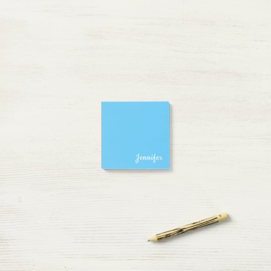 Sky Blue Trendy Modern Minimalist Chic Name Post-it® Notes (Op bureau)