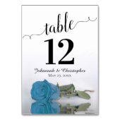 Sky Blue Turquoise Roos Elegant Wedding Kaart (Achterkant)