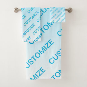 Sky Blue (veranderlijke kleur!) Ombre & Tekstpatro Bad Handdoek