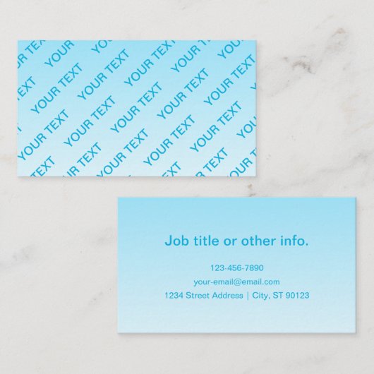 Sky Blue (veranderlijke kleur!) Ombre & Tekstpatro Visitekaartje (Voorkant / Achterkant)