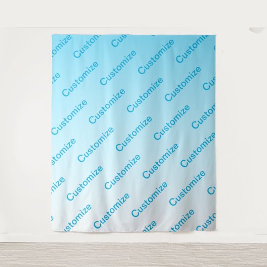 Sky Blue (veranderlijke kleur!) Ombre & Tekstpatro Wandkleed (Voorkant)