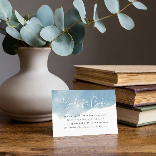 Sky Blue Waterverf Baby shower Boek Aanvraag Kaart