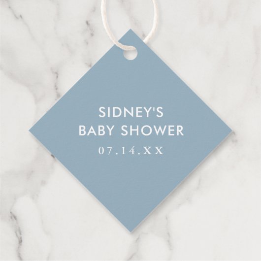 Sky Blue Waterverf Baby shower Dank u Bedankjes Labels (Achterkant)