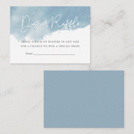 Sky Blue Waterverf Baby shower Luier Raffle Kaart (Voorkant / Achterkant)