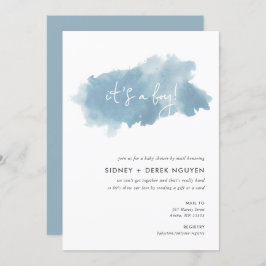 Sky Blue Waterverf Baby shower per post Kaart