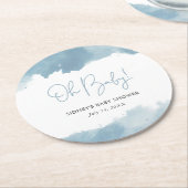 Sky Blue Waterverf Baby shower Ronde Kartonnen Onderzetter (Gebogen)
