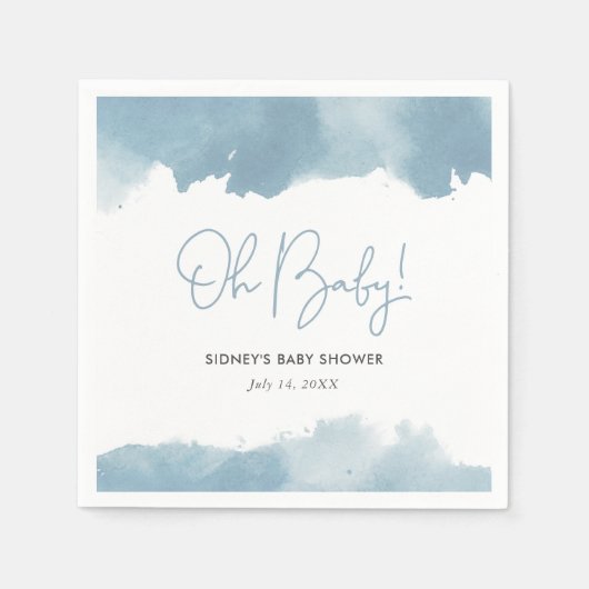 Sky Blue Waterverf Baby shower Servet (Voorkant)