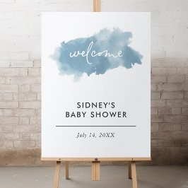 Sky Blue Waterverf Baby shower Welkom Poster