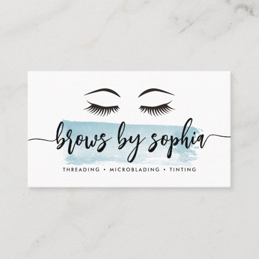 Sky Blue Waterverf Brow Services Visitekaartje (Voorkant)