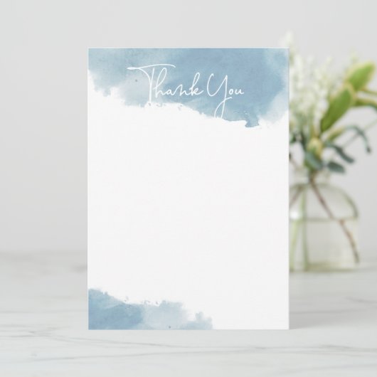 Sky Blue Waterverf Dank u kaarten (Staand voorkant)