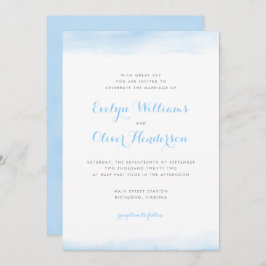 Sky Blue Waterverf Dip Wedding Kaart