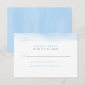 Sky Blue Waterverf Dip Wedding RSVP Kaart (Voorkant / Achterkant)