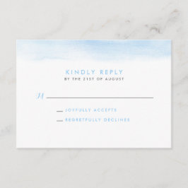 Sky Blue Waterverf Dip Wedding RSVP Kaart