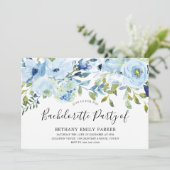 Sky Blue Waterverf Floral Bachelorette Party Kaart (Staand voorkant)