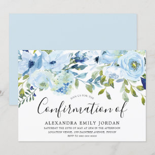 Sky Blue Waterverf Floral-bevestiging Kaart