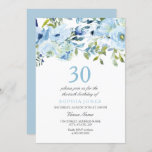 Sky Blue Waterverf Flowers 30th Birthday Party Kaart<br><div class="desc">Sky Blue Waterverf Flowers 30th Birthday Party Invitation Zie passend collectie in Niche en Nest Store</div>