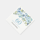 Sky Blue Waterverf Flowers 60th Birthday Party Servet (Hoek)