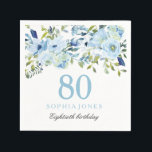 Sky Blue Waterverf Flowers 80th Birthday Party Servet<br><div class="desc">Sky Blue Waterverf Flowers 80th Birthday Party Napkins Zie passend collectie in Niche en Nest Store</div>