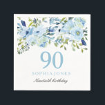 Sky Blue Waterverf Flowers 90th Birthday Party Servet<br><div class="desc">Sky Blue Waterverf Flowers 90th Birthday Party Napkins Zie passend collectie in Niche en Nest Store</div>