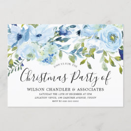 Sky Blue Waterverf Flowers Kantoor kerstfeest Kaart