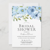 Sky Blue Waterverf Flowers Modern Vrijgezellenfees Kaart (Voorkant)