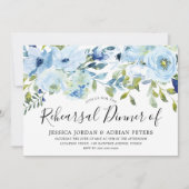 Sky Blue Waterverf Flowers Rehearsal Dinner Kaart (Voorkant)
