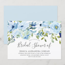 Sky Blue Waterverf Flowers Vrijgezellenfeest Kaart