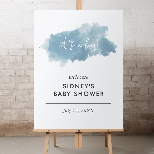 Sky Blue Waterverf Het is een Boy Baby shower Welk Poster