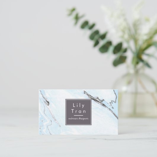 Sky Blue Waterverf Marble Visitekaartje (Staand voorkant)