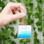 Sky blue waterverf swish sleutelhanger (Hand)