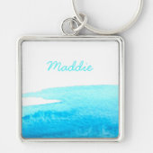 Sky blue waterverf swish sleutelhanger (Voorkant)