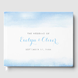 Sky Blue Waterverf Wash Wedding Gastenboek