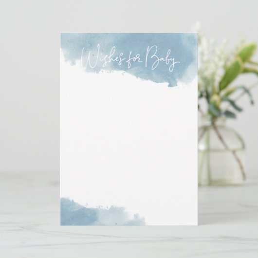 Sky Blue Waterverf Wensen voor Baby Note Cards Bedankkaart (Staand voorkant)