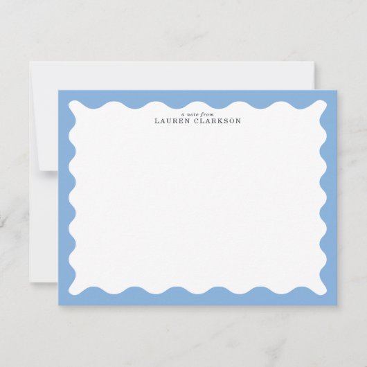 Sky Blue Wavy Frame Note Card Kaart (Voorkant)