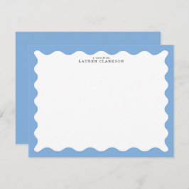 Sky Blue Wavy Frame Note Card Kaart
