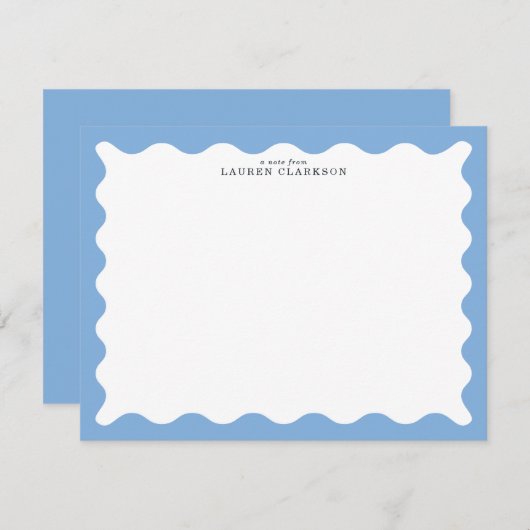 Sky Blue Wavy Frame Note Card Kaart (Voorkant / Achterkant)