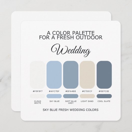 Sky Blue Wedding Color Palette Card Kaart (Voorkant / Achterkant)