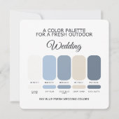 Sky Blue Wedding Color Palette Card Kaart (Achterkant)