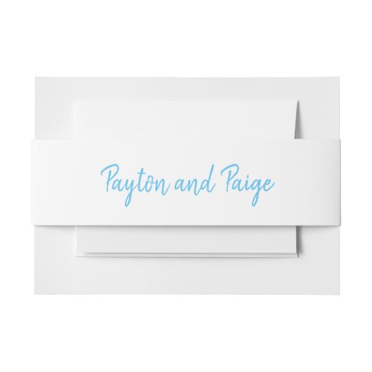 Sky Blue Wedding Invitation Typography Bands Uitnodigingen Wikkel (Voorkant Voorbeeld)