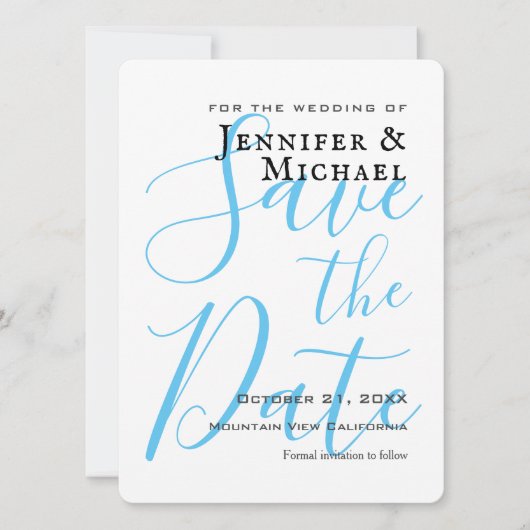 Sky Blue Wedding Professional - minimalistisch mod Save The Date (Voorkant)