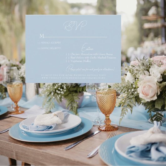 Sky Blue Wedding RSVP Kaart