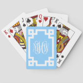 Sky Blue Whine Script Monogram Griekse Key DIY BG Pokerkaarten (Achterkant)