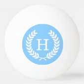 Sky Blue Whit Wheat Laurel WreatInitiaal Monogram Pingpongbal (Achterkant)