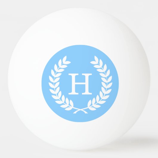 Sky Blue Whit Wheat Laurel WreatInitiaal Monogram Pingpongbal (Achterkant)