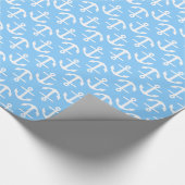 Sky Blue White Anchors 2Dir Pattern Cadeaupapier (Hoek)